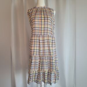 🌻LOFT Pastel Plaid Sleeveless Midi Dress